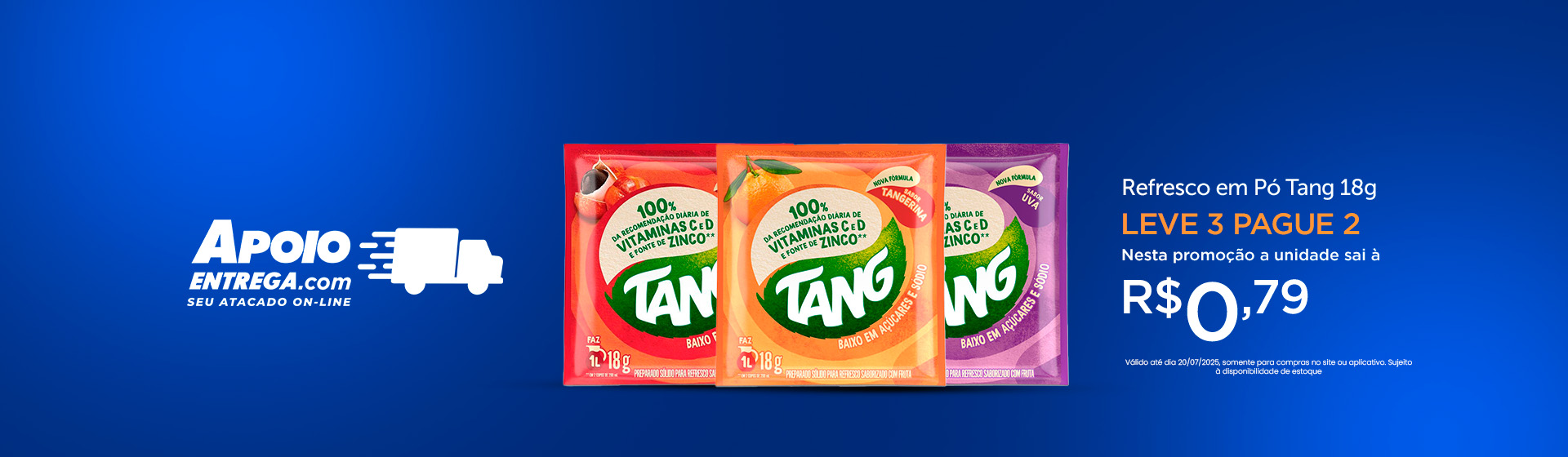 Refresco em Pó Tang 18g Leve 3 Pague 2 até 20/07